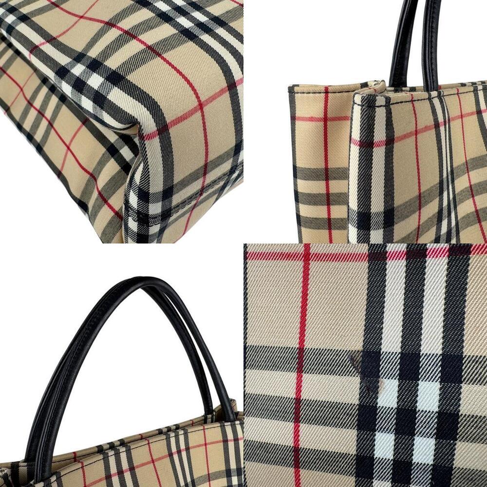 Burberry Nova Check Canvas Tote Bag Beige Tan Black - Picture 4 of 4